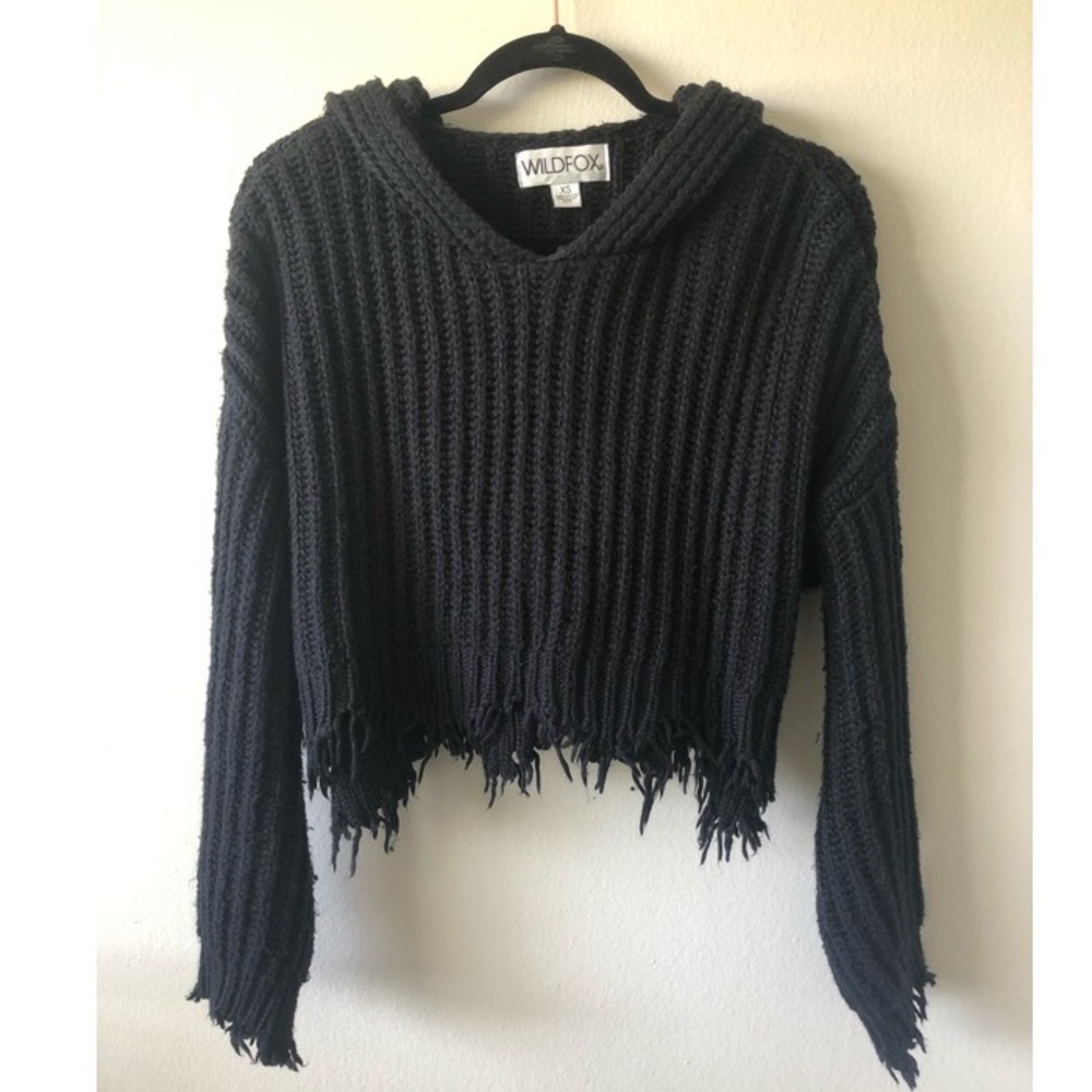 Wildfox cropped knitted hoodie